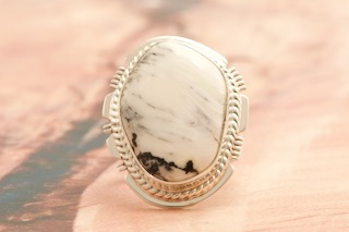 Genuine White Buffalo Turquoise Sterling Silver Navajo Ring